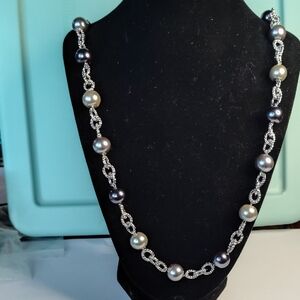 Cookie Lee Silver and Pearl Necklace